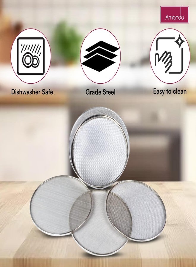 Amanda Stainless Steel 4 in 1 Interchangeable Sieves | Premium 304 Quality Stainless Steel| Size - 8 (Diameter - 19cms) | Atta, Wheat, Rice & Maida Chalni | (Size 9(Diameter - 21cms)) - Image 4